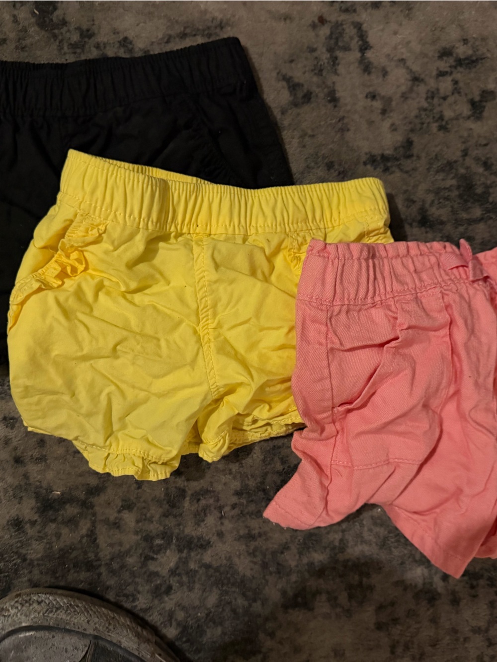 wonder nation Pink, Yellow & Black Elastic Waist Kids Shorts Trio